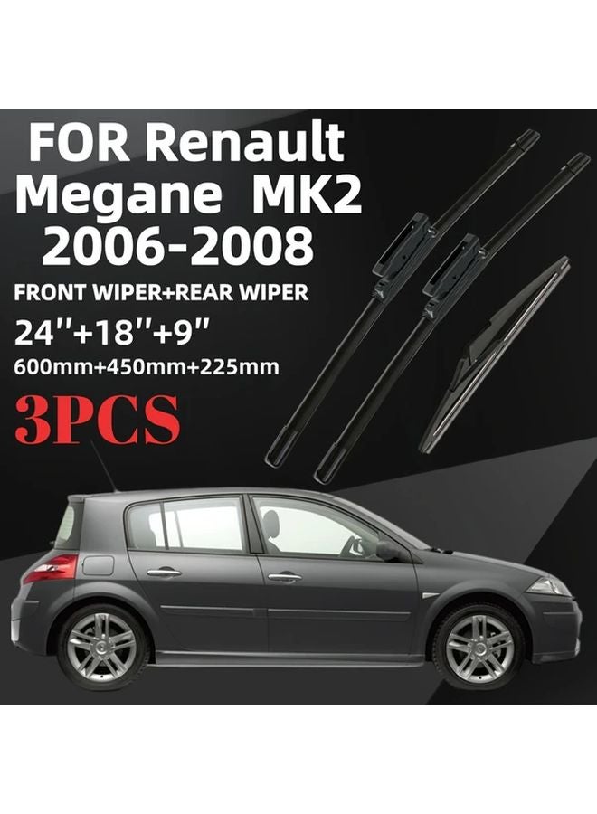 رينو ميغان 2 MK2 2006 2008 24 بوصة 18 بوصة 9 بوصة مجموعة مساحات أمامية وخلفية لجميع الأحوال الجوية - Image 4
